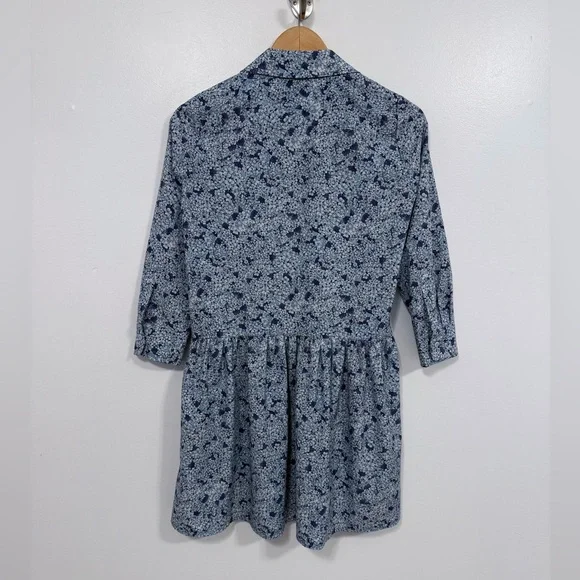 Tuckernuck Hayes Button Front Shirt Dress Blue Hydrangeas XXS